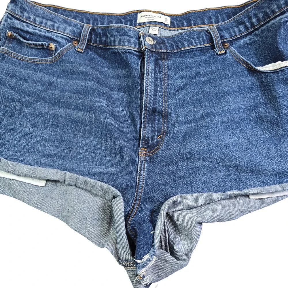 Abercrombie & Fitch The Mom Short Curve Love Women 20‎ 35 Blue High Rise Denim